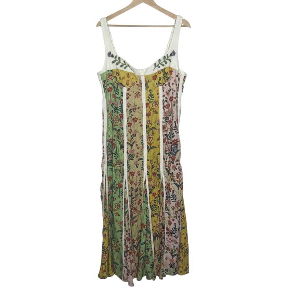 Christian Lacroix Patchwork Floral Midi Dress Embroidered Corset Style Size 10